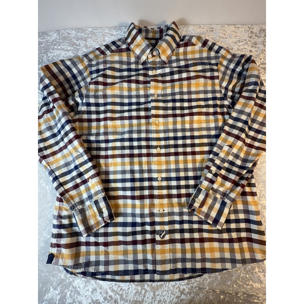 Cremieux Classics Men's Large Plaid Button Front Oxford Shirt 100% Cotton L
